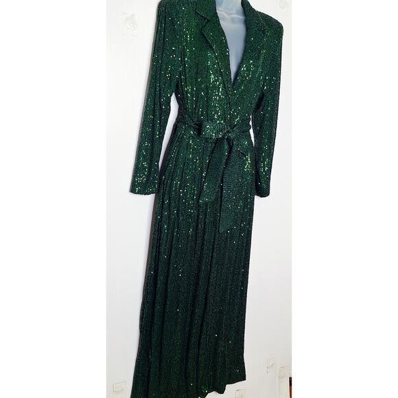 Eloquii Sequin Wide Leg Jumpsuit Emerald Green 16 Swiftie Disco Mermaid Party - Picture 10 of 11